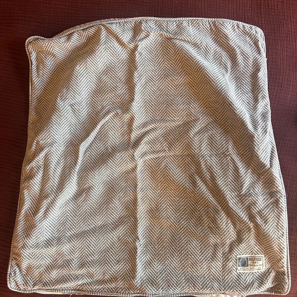 Tommy Hilfiger Gray Herringbone Pillow Cover